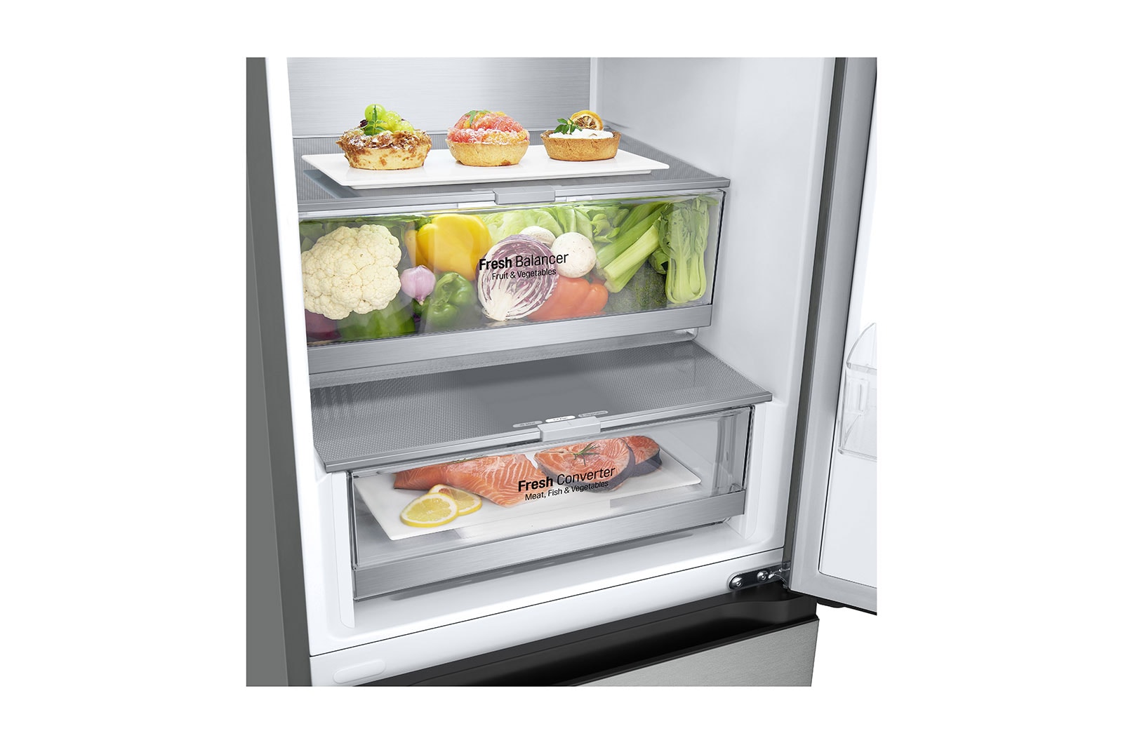 LG Alulfagyasztós hűtőszekrény, DoorCooling⁺™ technológia, 387L kapacitás, GBV7280CMB