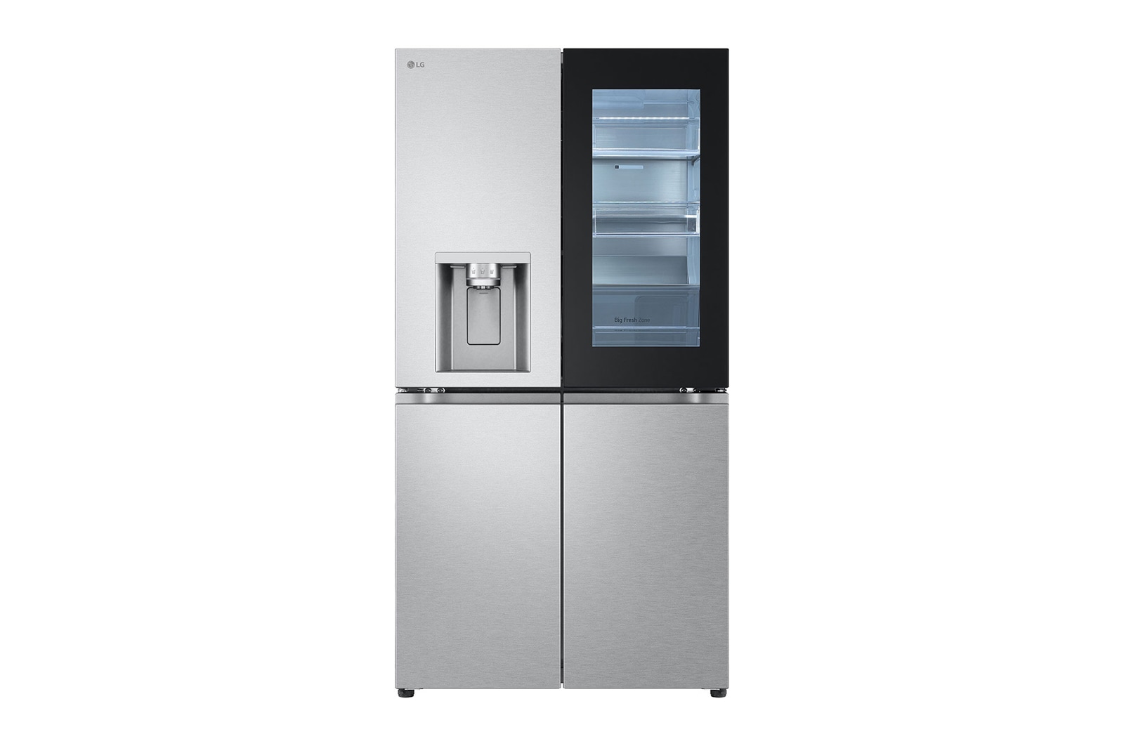 LG InstaView™ Négyajtós hűtőszekrény DoorCooling⁺™, Craft Ice™ és ThinQ™ technológia, 638L kapacitás, GMG960MBEE