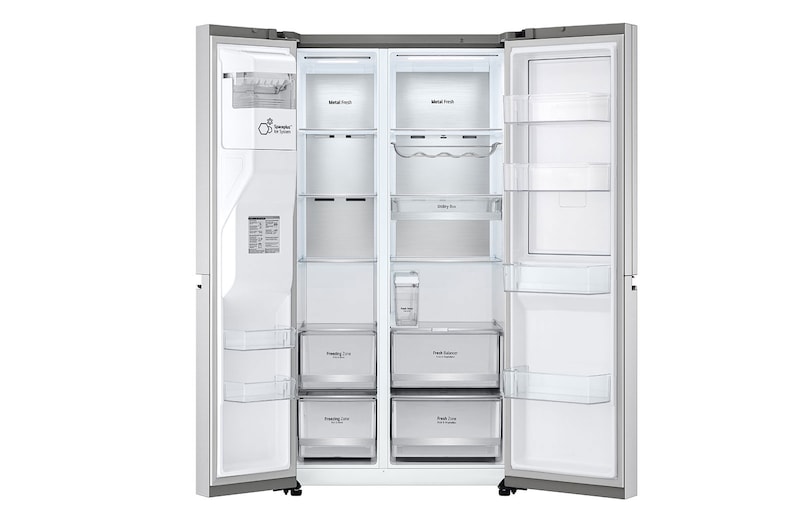 LG Door-in-Door™ Side-by-Side hűtőszekrény, DoorCooling+™ és ThinQ™ technológia, 635L kapacitás, GSJV91BSAE