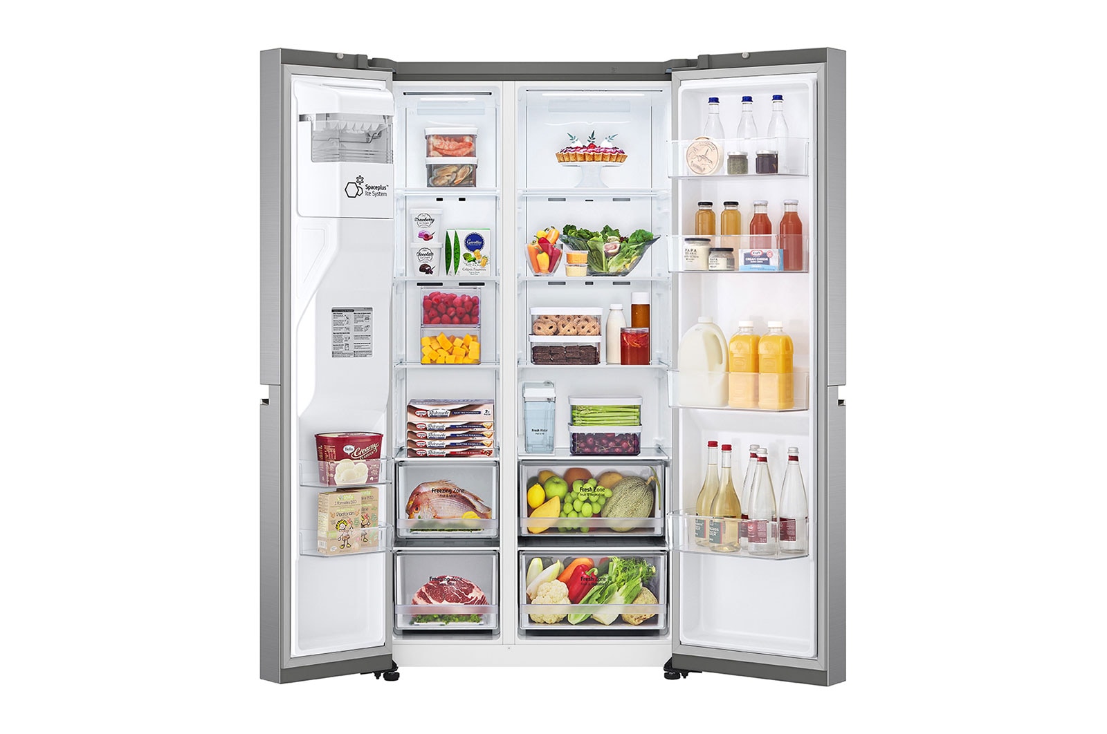 LG Side-by-Side hűtőszekrény, DoorCooling+™ és ThinQ™ technológia, 635L kapacitás, GSLV71PZTD