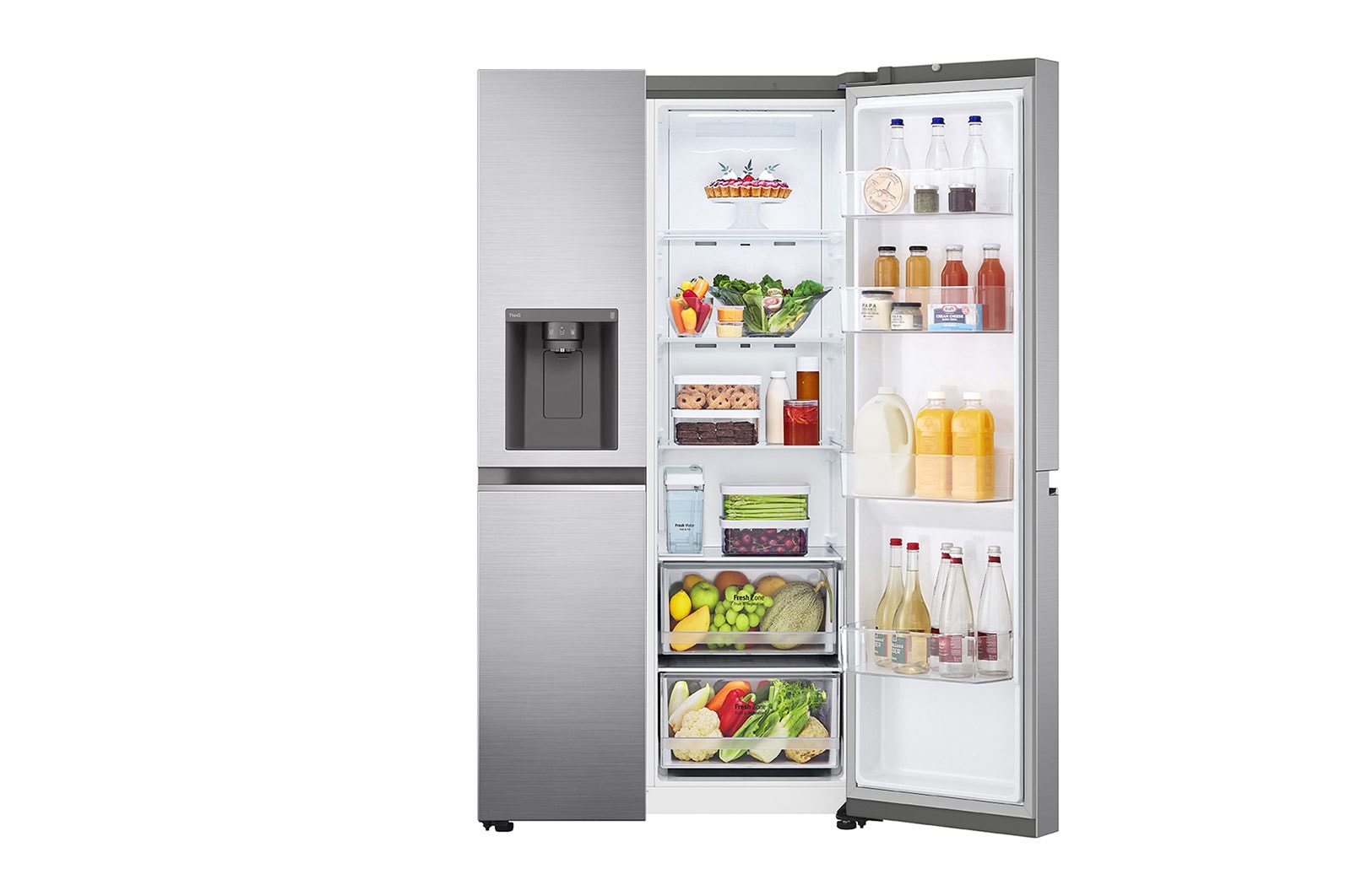 LG Side-by-Side hűtőszekrény, DoorCooling+™ és ThinQ™ technológia, 635L kapacitás, GSLV71PZTD