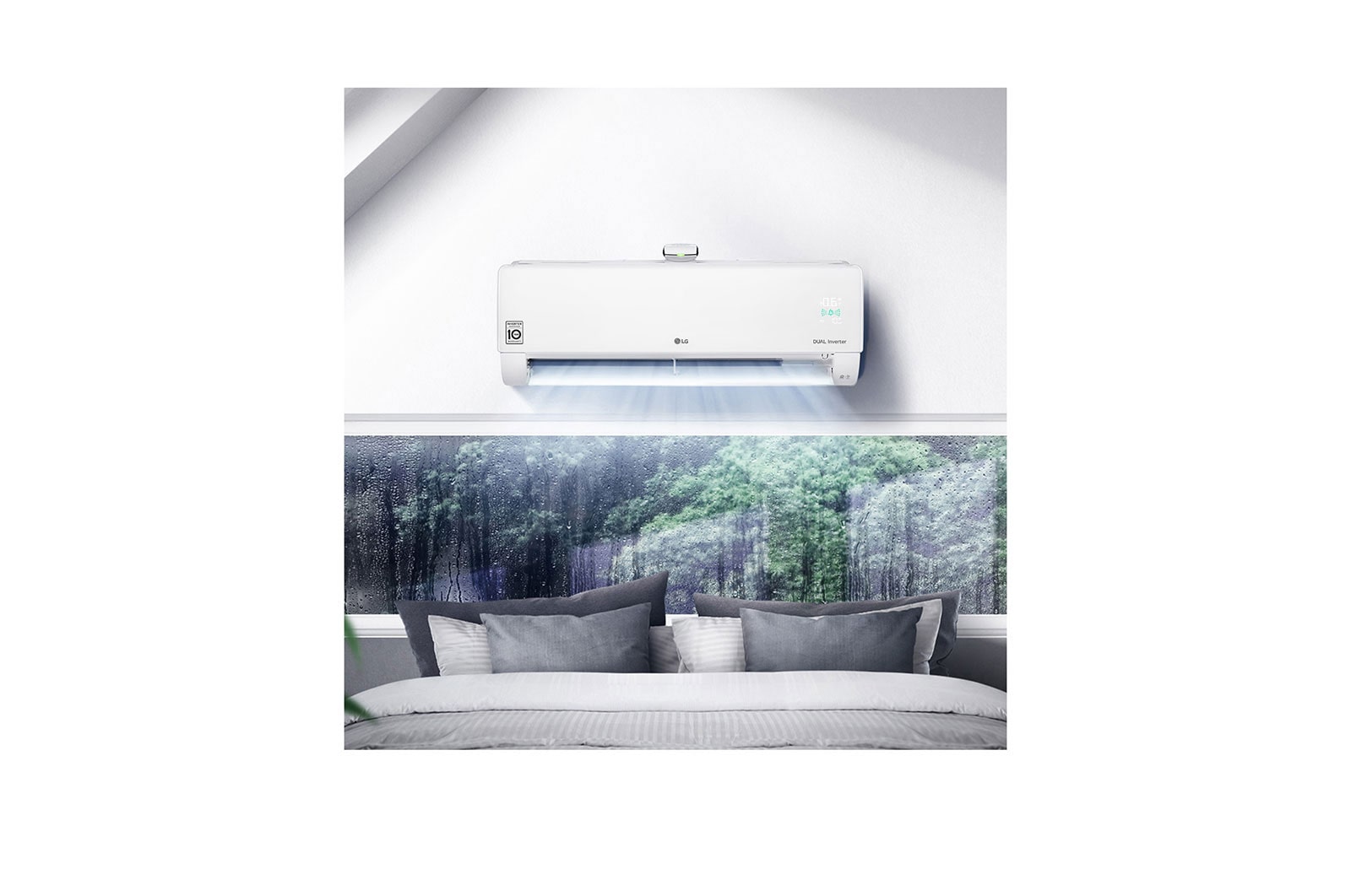 LG DUALCOOL & PURE légkondicionáló légtisztítással, légszűrő funkcióval, új DUAL Inverter kompresszorral, wi-fi vezérléssel, R32, 2,5 kW, fehér, AP09RK