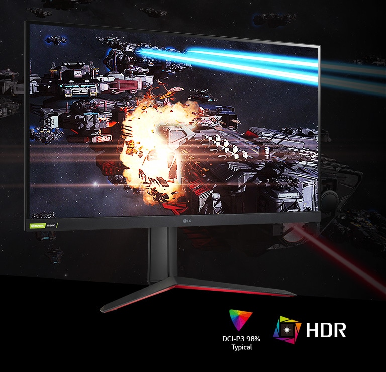 Játékjelenet gazdag színekkel és kontraszttal a HDR10 DCI-P3 98% (tip.) technológiát támogató monitoron.