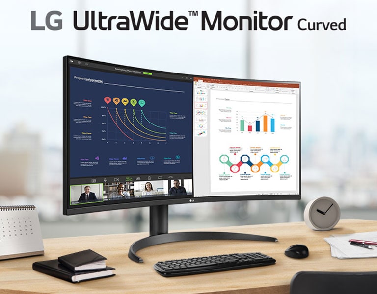 LG UltraWide ívelt monitor.