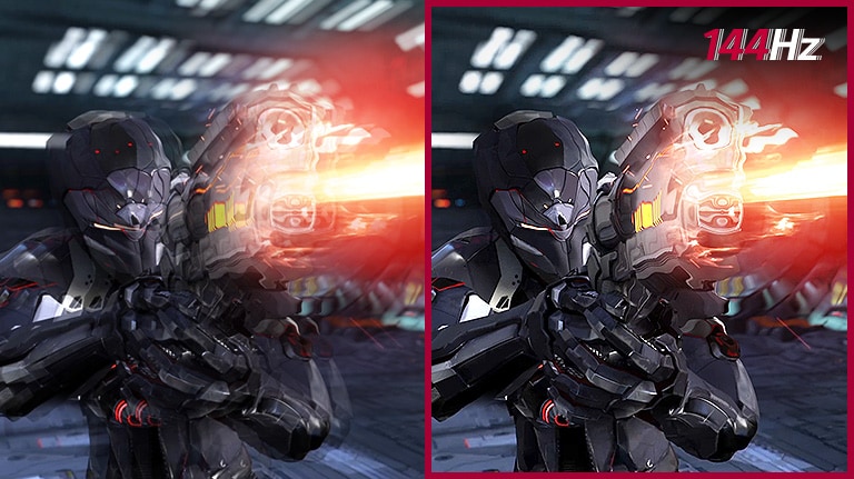 A játékban a 144 Hz-es képfrissítési sebességgel simább a mozgás, mint 60 Hz-en.