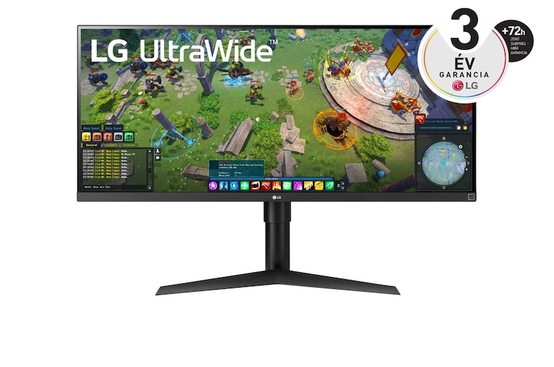 LG 34" méretű 21:9 képarányú UltraWide™ Full HD IPS monitor HDR10-zel és AMD FreeSync™ technológiával, 34WP65G-B