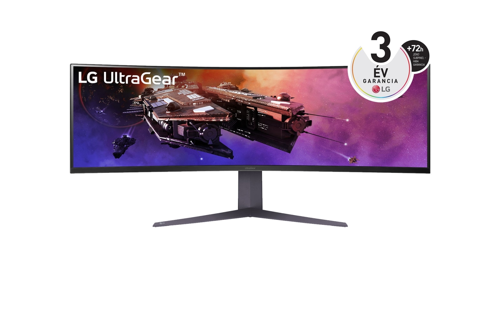 LG 45”-os UltraGear™ 32:9 képarányú, dupla QHD, ívelt gamer monitor 200 Hz-es képfrissítési sebességgel, 45GR75DC-B