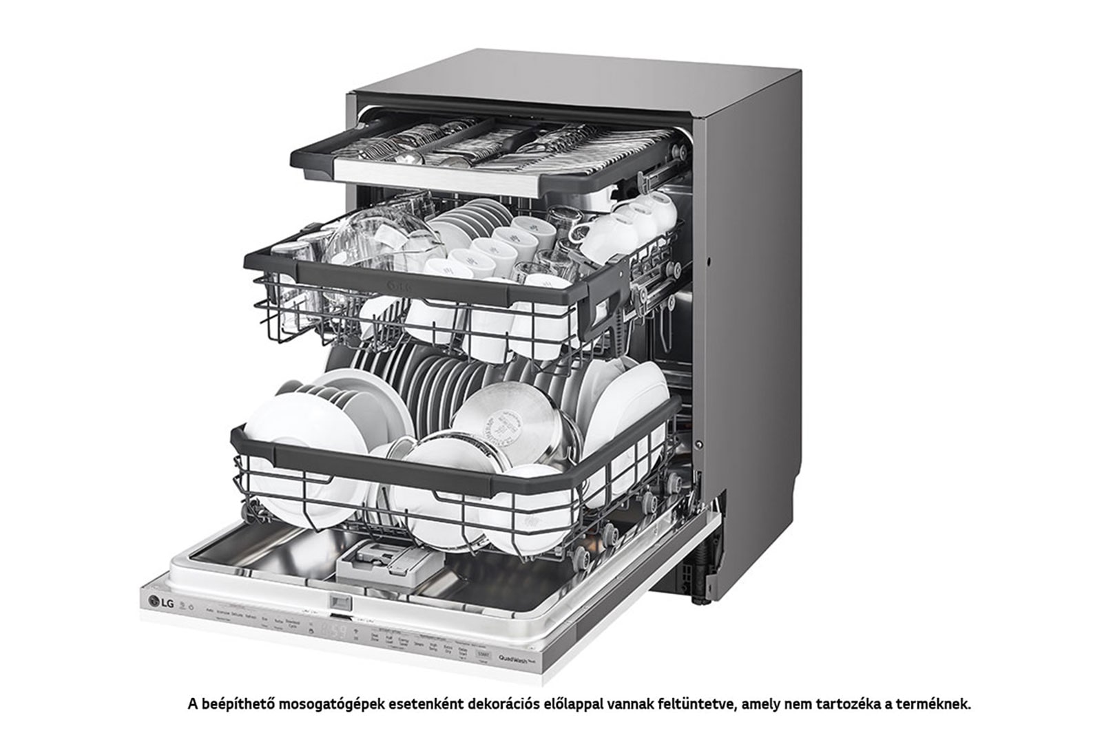 LG QuadWash™ beépíthető gőzös mosogatógép TrueSteam™ technológiával, 14 teríték, DB325TXS