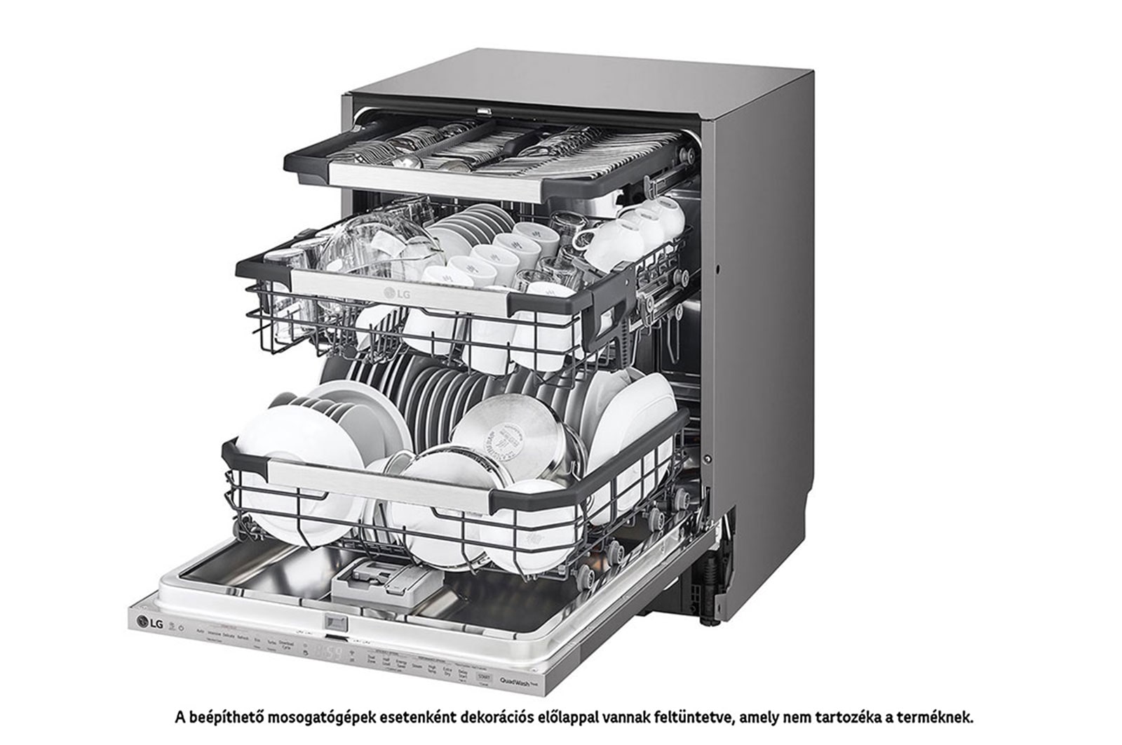 LG QuadWash™ beépíthető gőzös mosogatógép TrueSteam™ technológiával, 14 teríték, DB425TXS