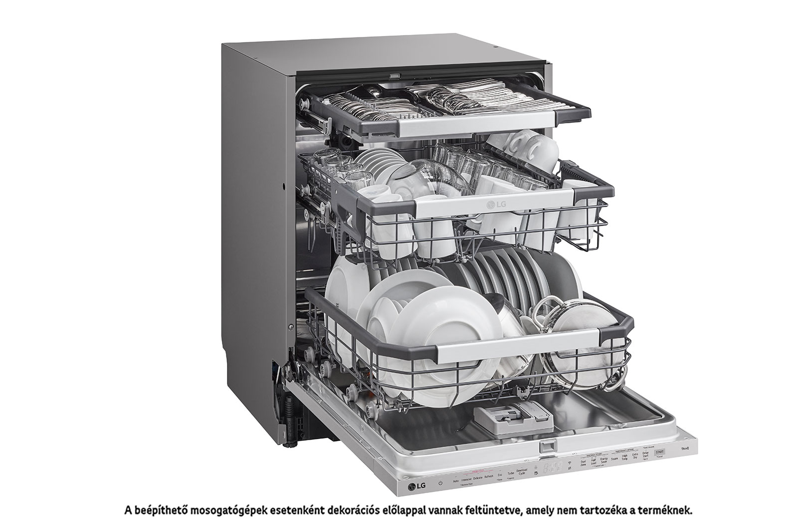 LG QuadWash™ beépíthető gőzös mosogatógép TrueSteam™ technológiával, Automatikus ajtónyitás, 14 teríték, ThinQ™ WiFi funkció, DB475TXS