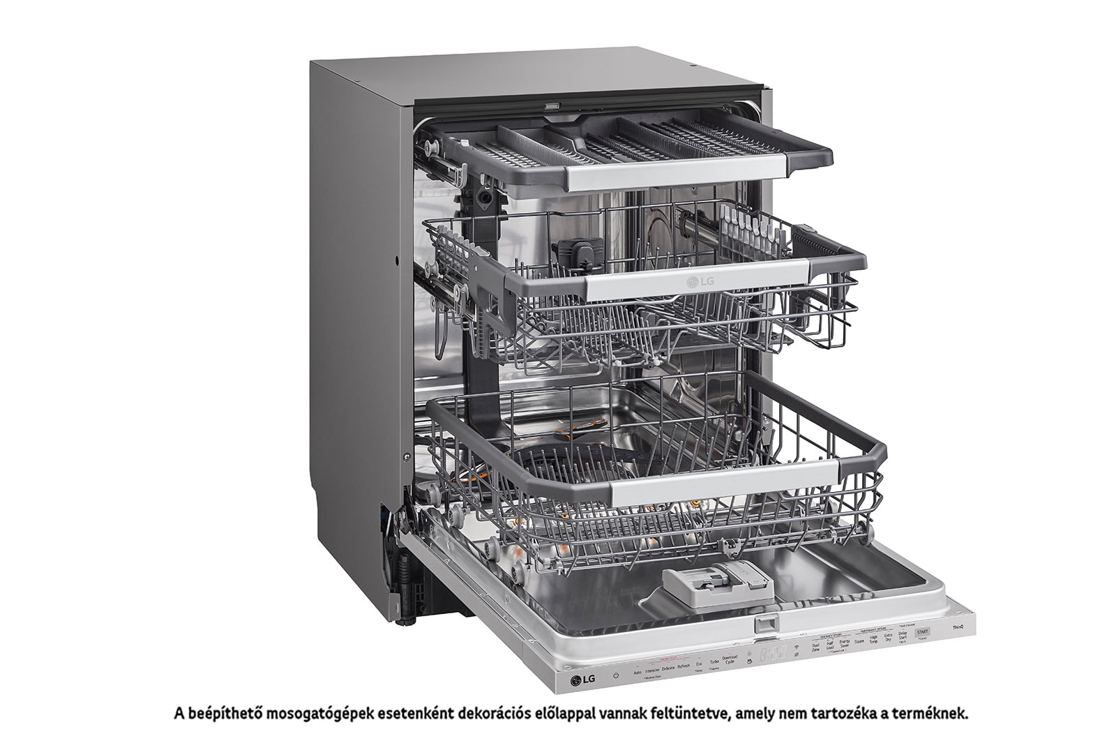 LG QuadWash™ beépíthető gőzös mosogatógép TrueSteam™ technológiával, Automatikus ajtónyitás, 14 teríték, ThinQ™ WiFi funkció, DB475TXS