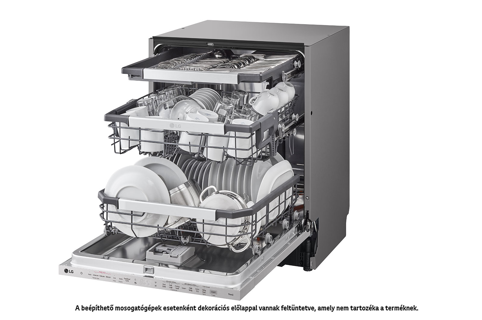 LG QuadWash™ beépíthető gőzös mosogatógép TrueSteam™ technológiával, Automatikus ajtónyitás, 14 teríték, ThinQ™ WiFi funkció, DB475TXS