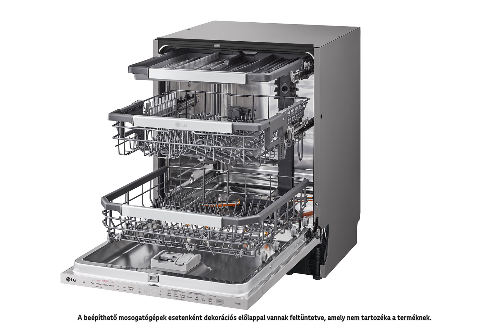 LG QuadWash™ beépíthető gőzös mosogatógép TrueSteam™ technológiával, Automatikus ajtónyitás, 14 teríték, ThinQ™ WiFi funkció, DB475TXS