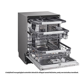 LG QuadWash™ beépíthető gőzös mosogatógép TrueSteam™ technológiával, Automatikus ajtónyitás, 14 teríték, ThinQ™ WiFi funkció, DB476TXS