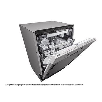 LG QuadWash™ beépíthető gőzös mosogatógép TrueSteam™ technológiával, Automatikus ajtónyitás, 14 teríték, ThinQ™ WiFi funkció, DB476TXS