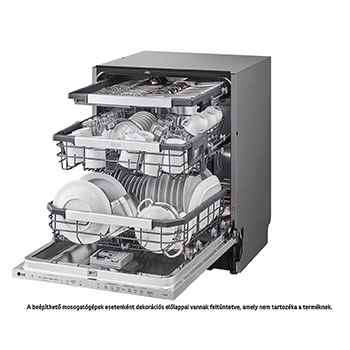 LG QuadWash™ beépíthető gőzös mosogatógép TrueSteam™ technológiával, Automatikus ajtónyitás, 14 teríték, ThinQ™ WiFi funkció, DB476TXS