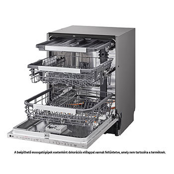 LG QuadWash™ beépíthető gőzös mosogatógép TrueSteam™ technológiával, Automatikus ajtónyitás, 14 teríték, ThinQ™ WiFi funkció, DB476TXS