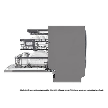 LG QuadWash™ beépíthető gőzös mosogatógép TrueSteam™ technológiával, Automatikus ajtónyitás, 14 teríték, ThinQ™ WiFi funkció, DB476TXS