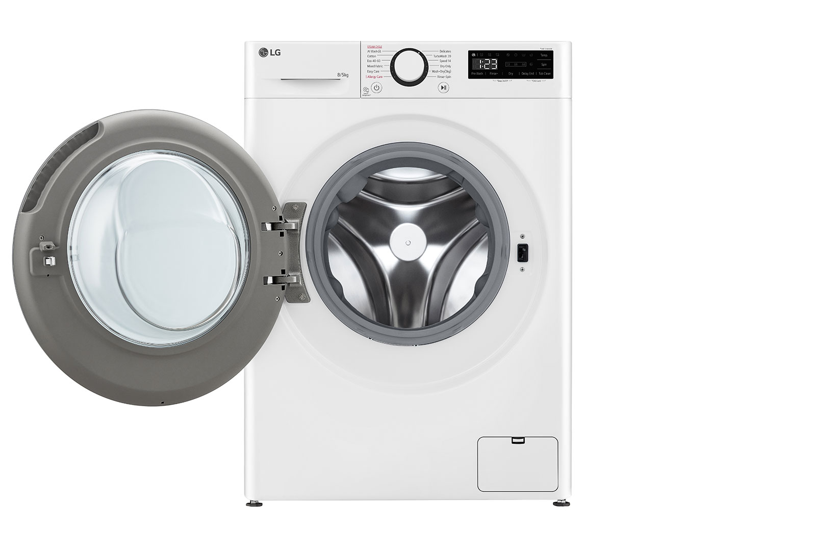 LG 8/5 kg, max. 1200 ford./perc, Gőz mosó-szárítógép, TurboWash™360 és AI DD™ technológia, Keskeny kialakítás, F2DR508S1W