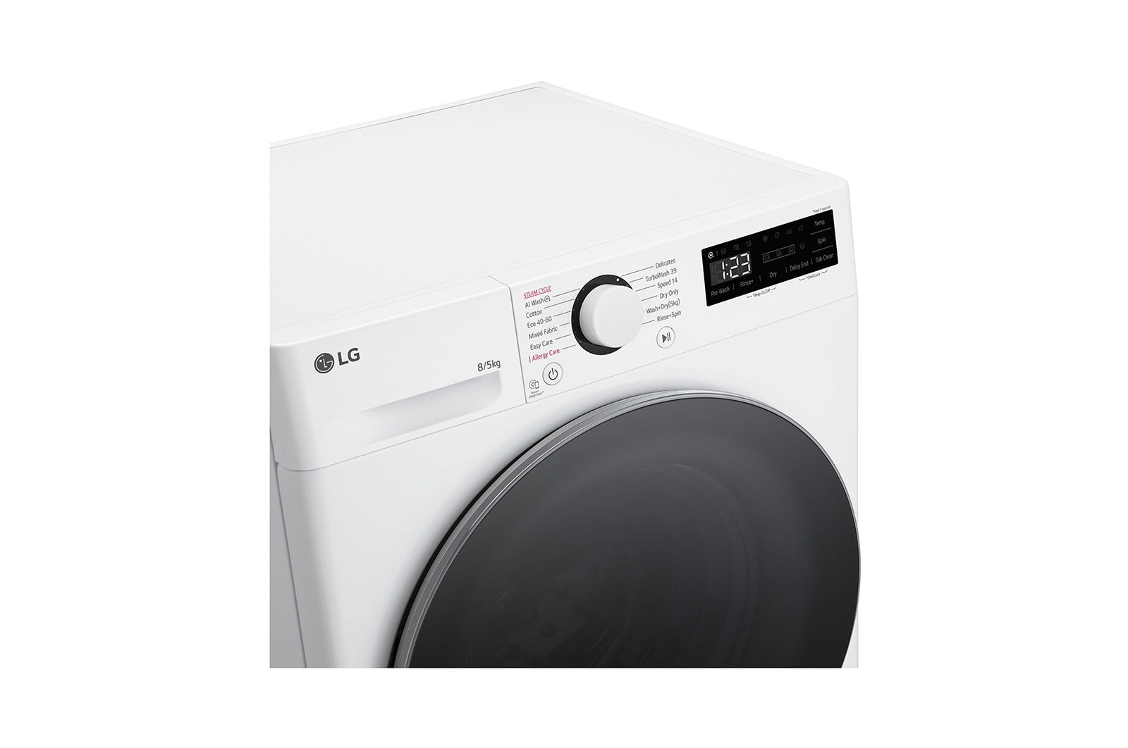 LG 8/5 kg, max. 1200 ford./perc, Gőz mosó-szárítógép, TurboWash™360 és AI DD™ technológia, Keskeny kialakítás, F2DR508S1W