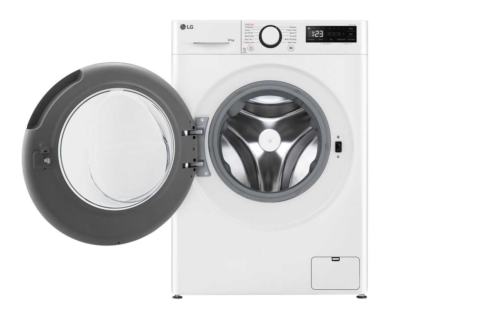 LG 8/5 kg, max. 1200 ford./perc, Gőz mosó-szárítógép, AI DD™ technológia, Keskeny kialakítás, F2DR508SBW