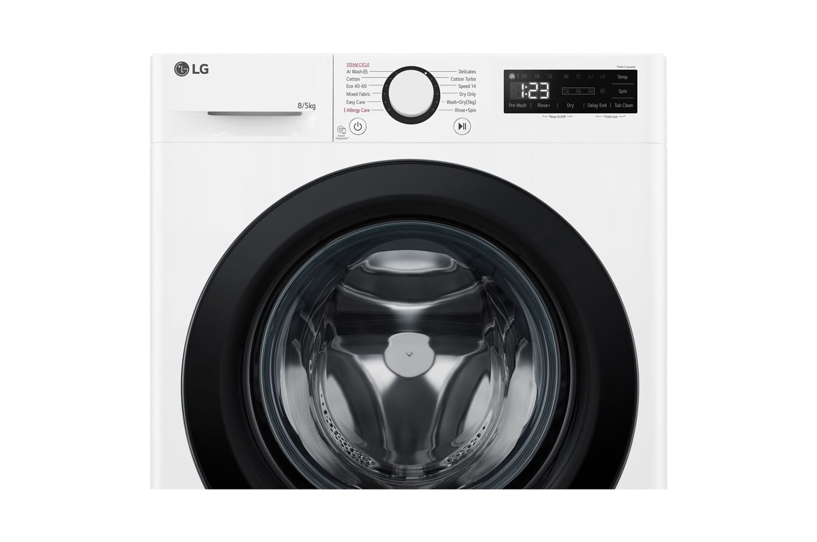 LG 8/5 kg, max. 1200 ford./perc, Gőz mosó-szárítógép, AI DD™ technológia, Keskeny kialakítás, F2DR508SBW