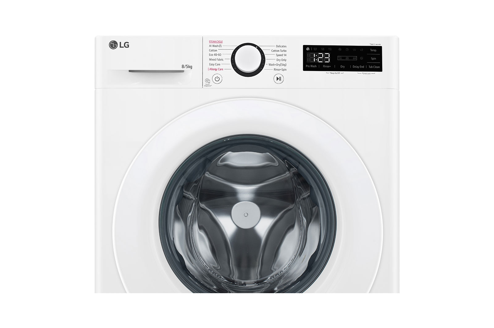 LG 8/5 kg, max. 1200 ford./perc, Gőz mosó-szárítógép, AI DD™ technológia, Keskeny kialakítás, F2DR508SWW