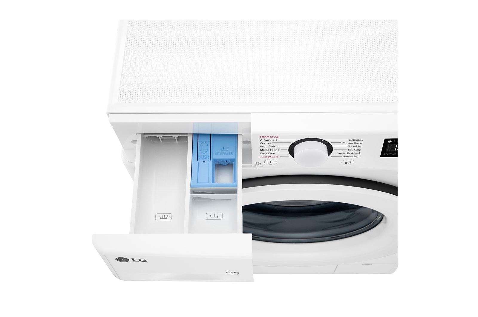 LG 8/5 kg, max. 1200 ford./perc, Gőz mosó-szárítógép, AI DD™ technológia, Keskeny kialakítás, F2DR508SWW