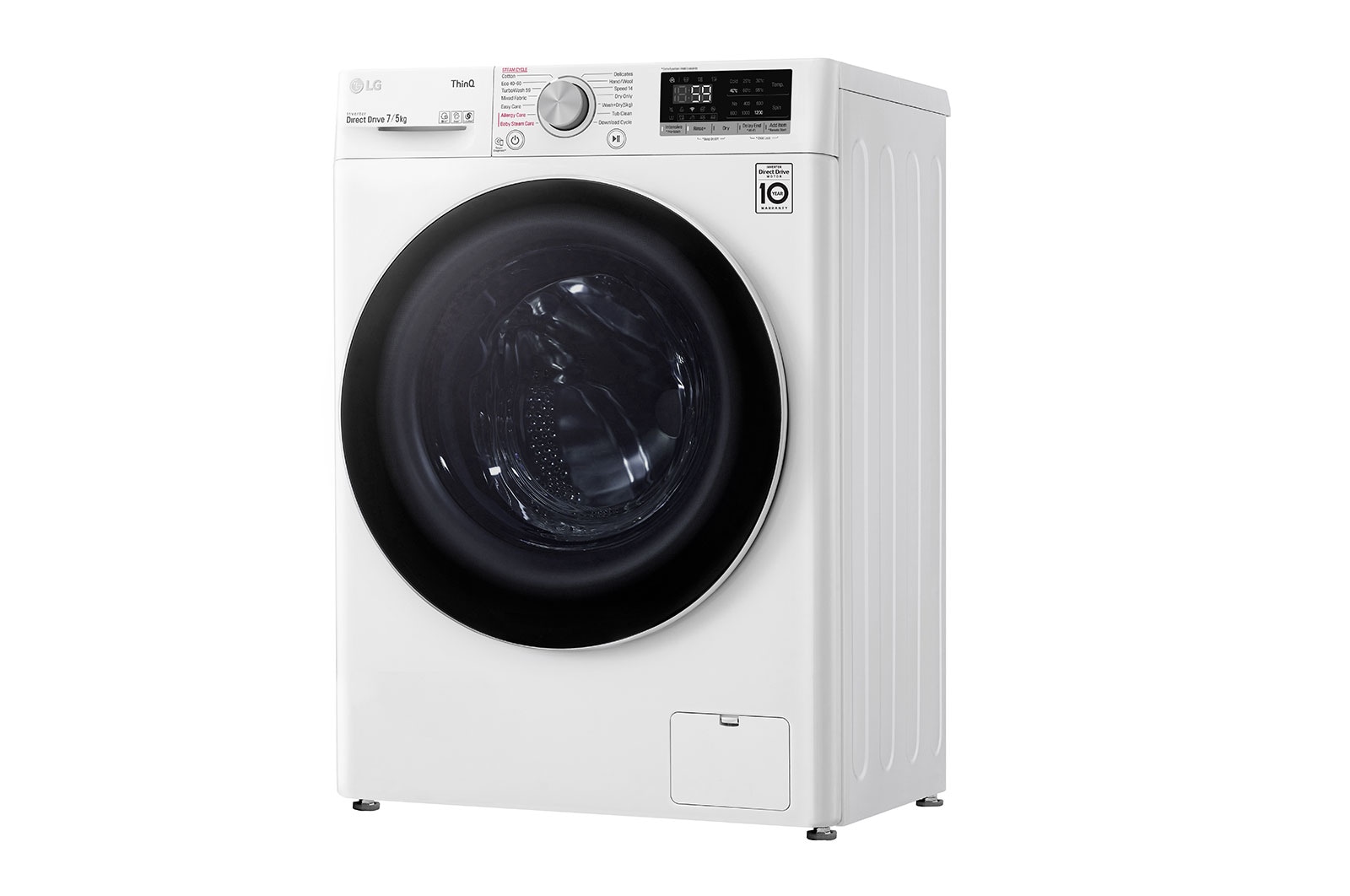 LG 7/5 kg, max. 1200 ford./perc, Gőz mosó-szárítógép, TurboWash™, AI DD™ és WiFi funkció, Keskeny kialakítás, F2DV5S7S0E