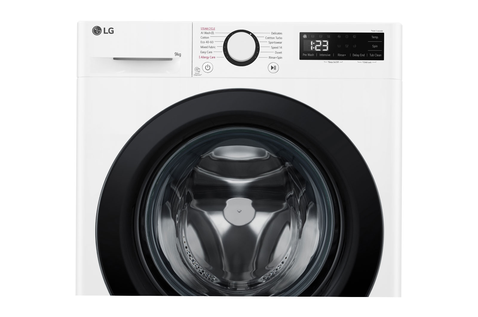 LG 9 kg, max. 1200 ford./perc, Gőzmosógép, AI DD™ technológia, Keskeny kialakítás, F2WR509SBW