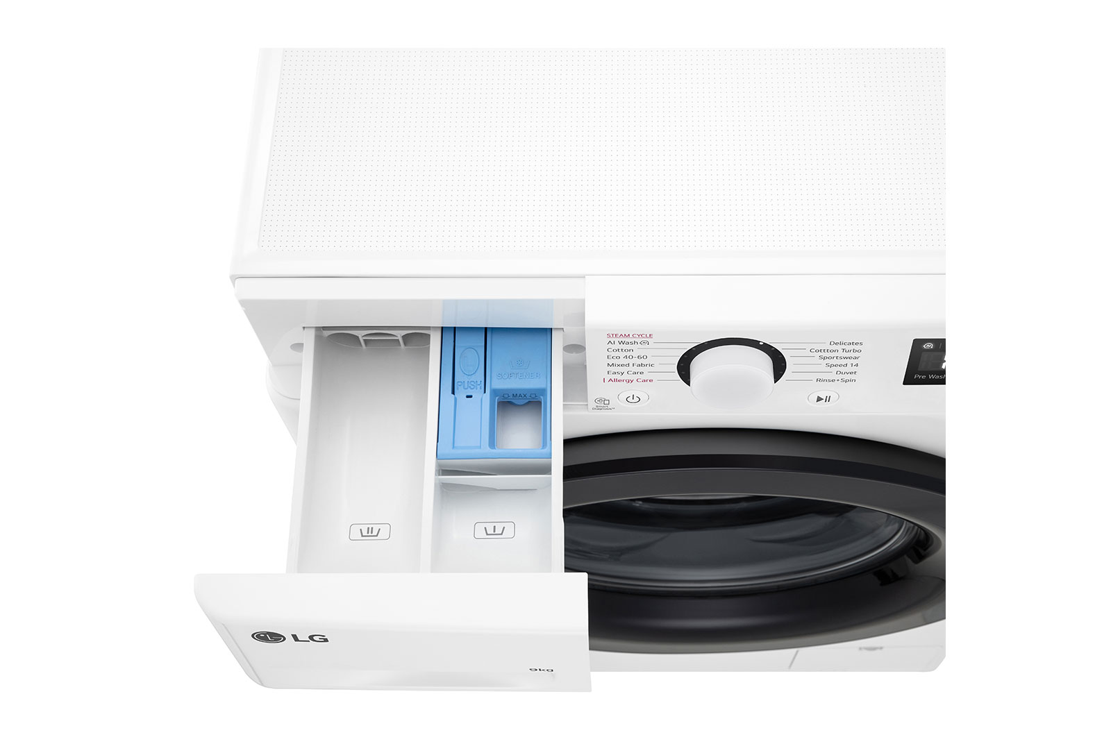 LG 9 kg, max. 1200 ford./perc, Gőzmosógép, AI DD™ technológia, Keskeny kialakítás, F2WR509SBW