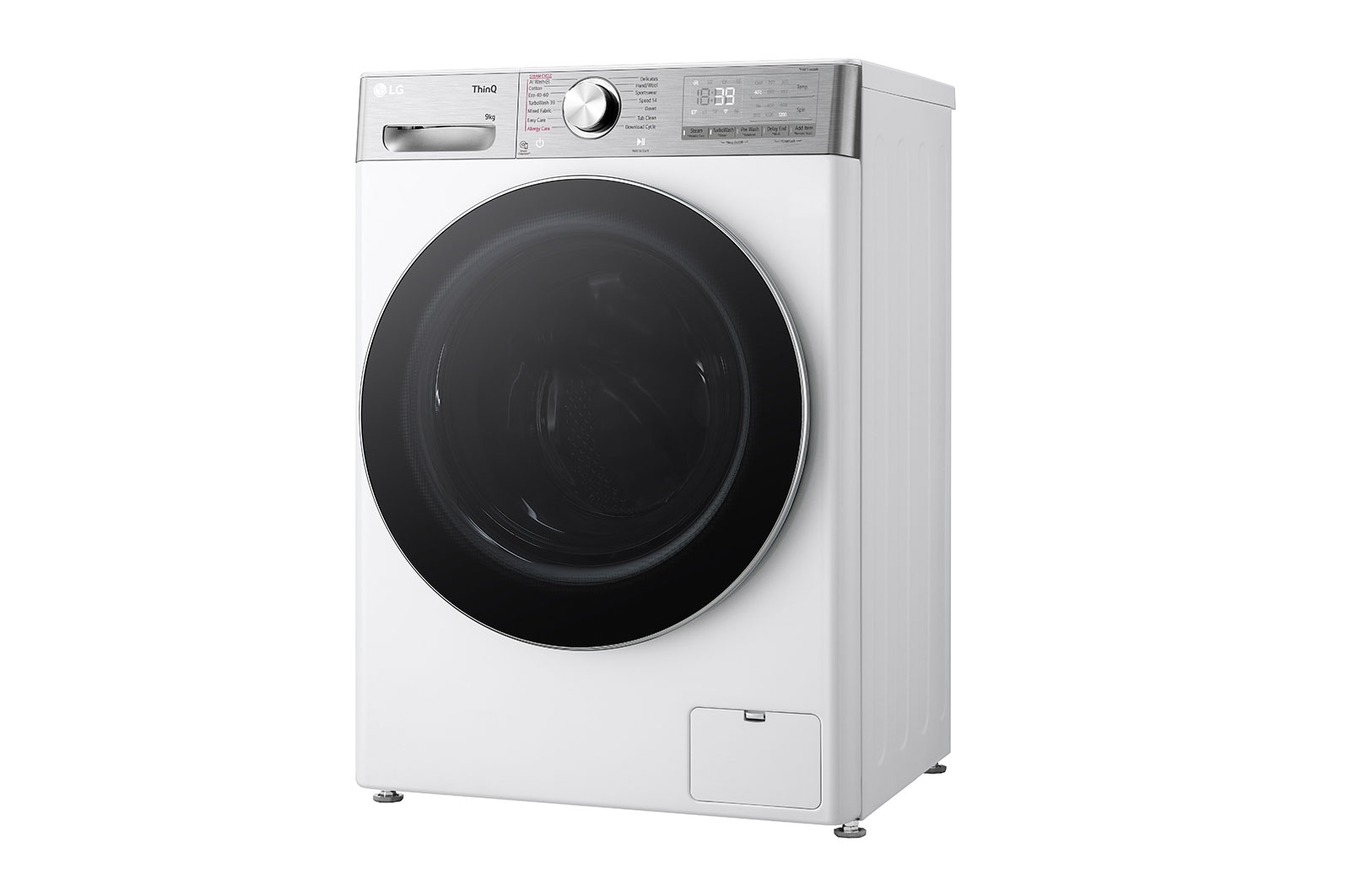 LG 9 kg, max. 1200 ford./perc, Gőzmosógép, TurboWash™360, AI DD™ és WiFi funkció, Keskeny kialakítás, F2WR909P3W