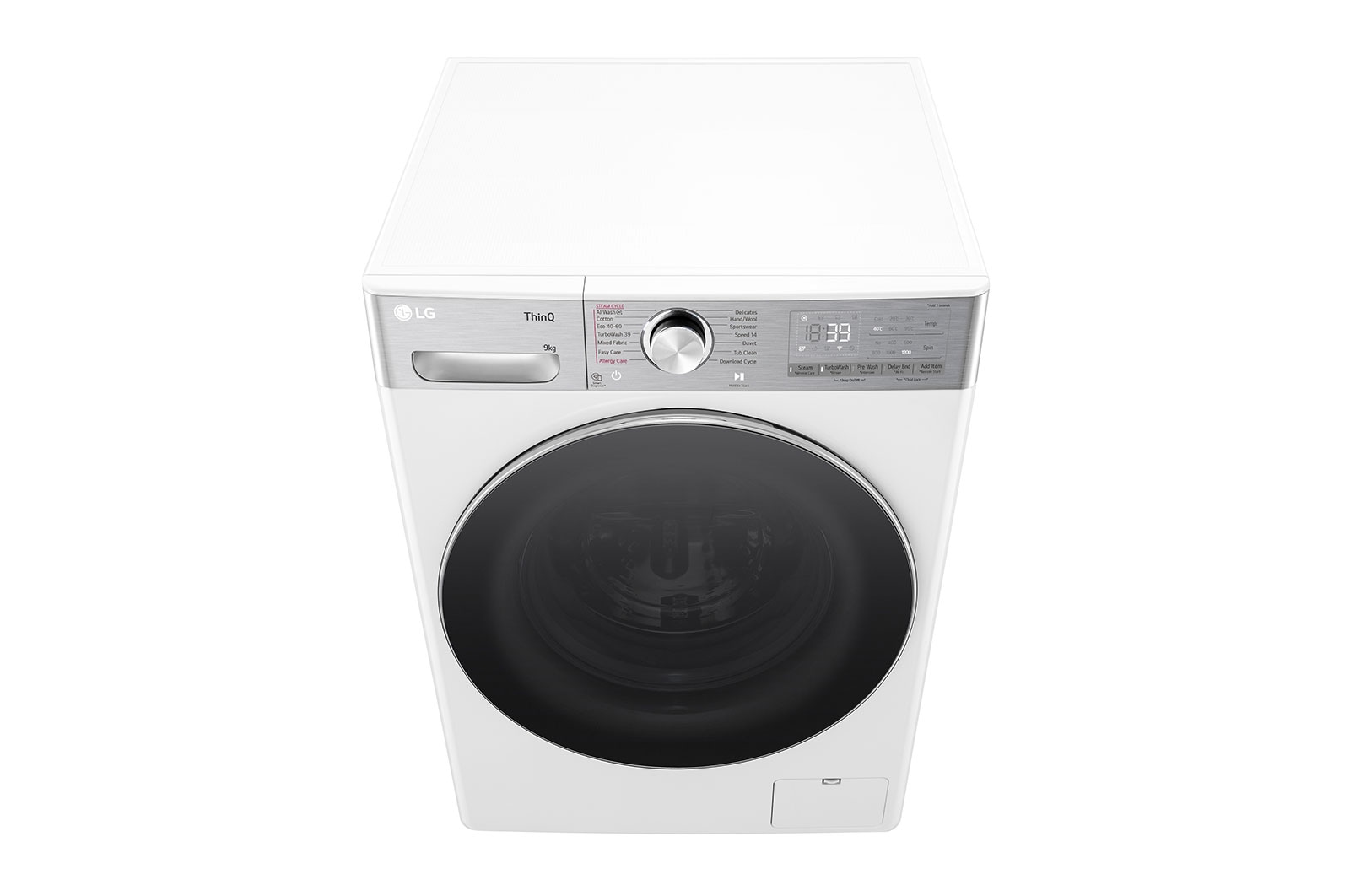 LG 9 kg, max. 1200 ford./perc, Gőzmosógép, TurboWash™360, AI DD™ és WiFi funkció, Keskeny kialakítás, F2WR909P3W