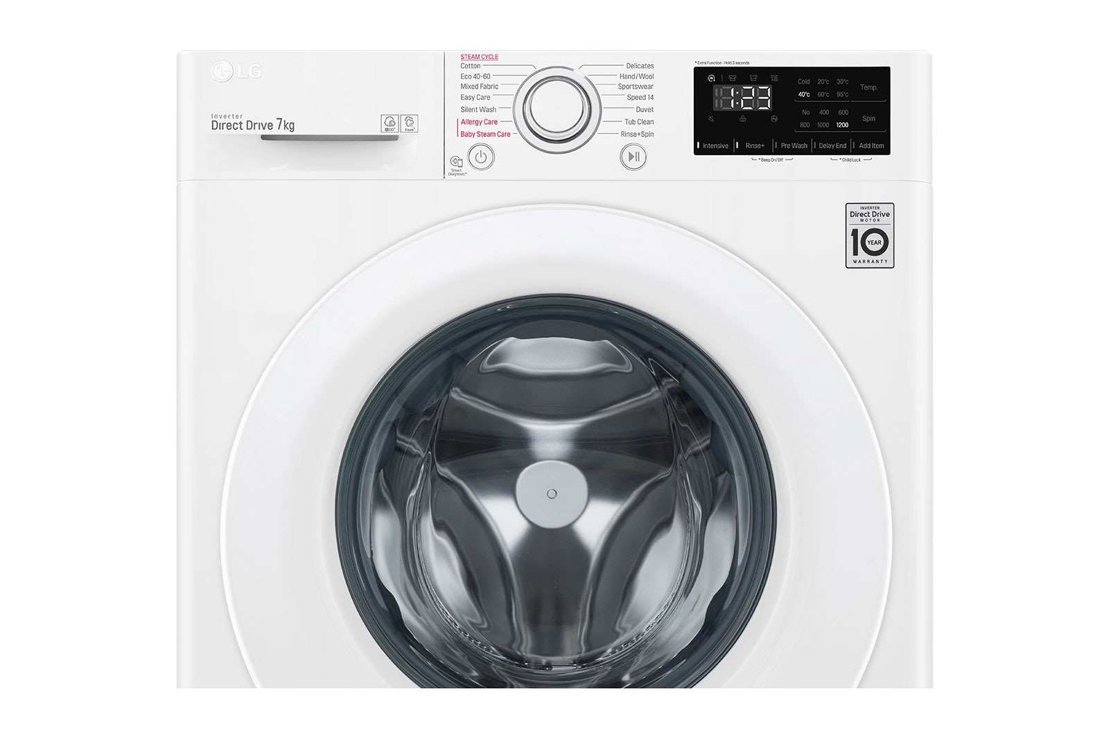 LG 7 kg, max. 1200 ford./perc, Gőzmosógép, AI DD™ technológia, Keskeny kialakítás, F2WV3S7S3E