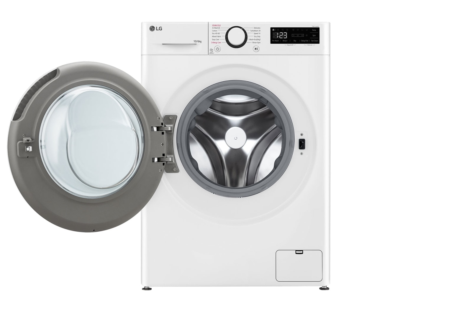 LG 10/6 kg, max. 1400 ford./perc, Gőz mosó-szárítógép, TurboWash™360° és AI DD™ technológia, F4DR510S0W