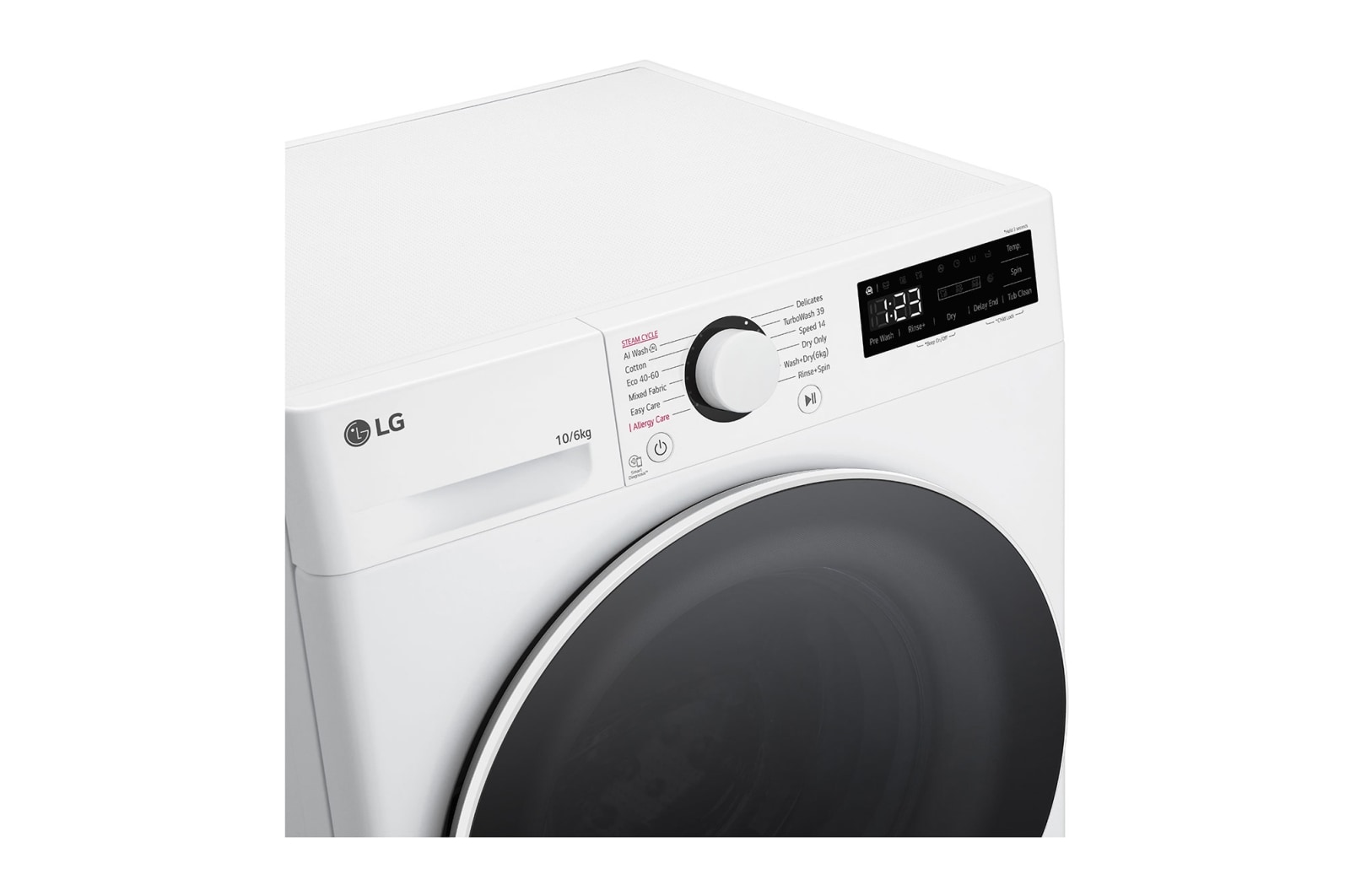 LG 10/6 kg, max. 1400 ford./perc, Gőz mosó-szárítógép, TurboWash™360° és AI DD™ technológia, F4DR510S0W