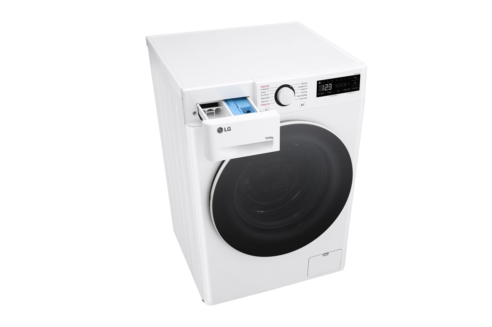 LG 10/6 kg, max. 1400 ford./perc, Gőz mosó-szárítógép, TurboWash™360° és AI DD™ technológia, F4DR510S0W