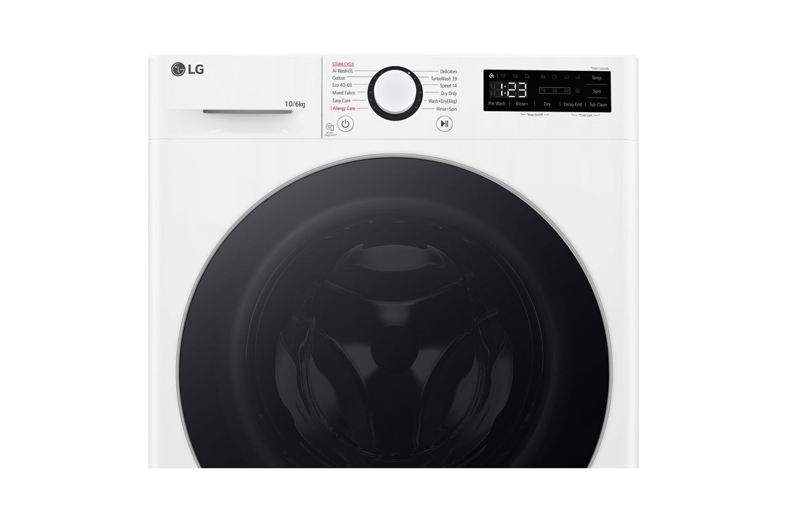 LG 10/6 kg, max. 1400 ford./perc, Gőz mosó-szárítógép, TurboWash™360 és AI DD™ technológia, F4DR510S1W