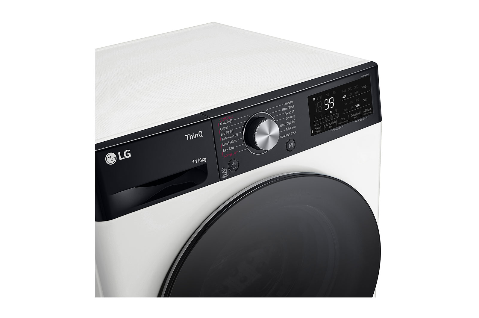 LG 11/6 kg, max. 1400 ford./perc, Gőz mosó-szárítógép, TurboWash™360, AI DD™ és WiFi funkció, F4DR711S2H