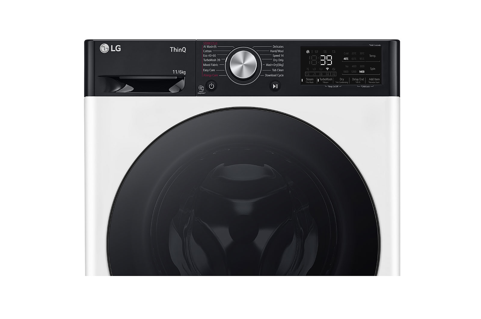 LG 11/6 kg, max. 1400 ford./perc, Gőz mosó-szárítógép, TurboWash™360, AI DD™ és WiFi funkció, F4DR711S2H