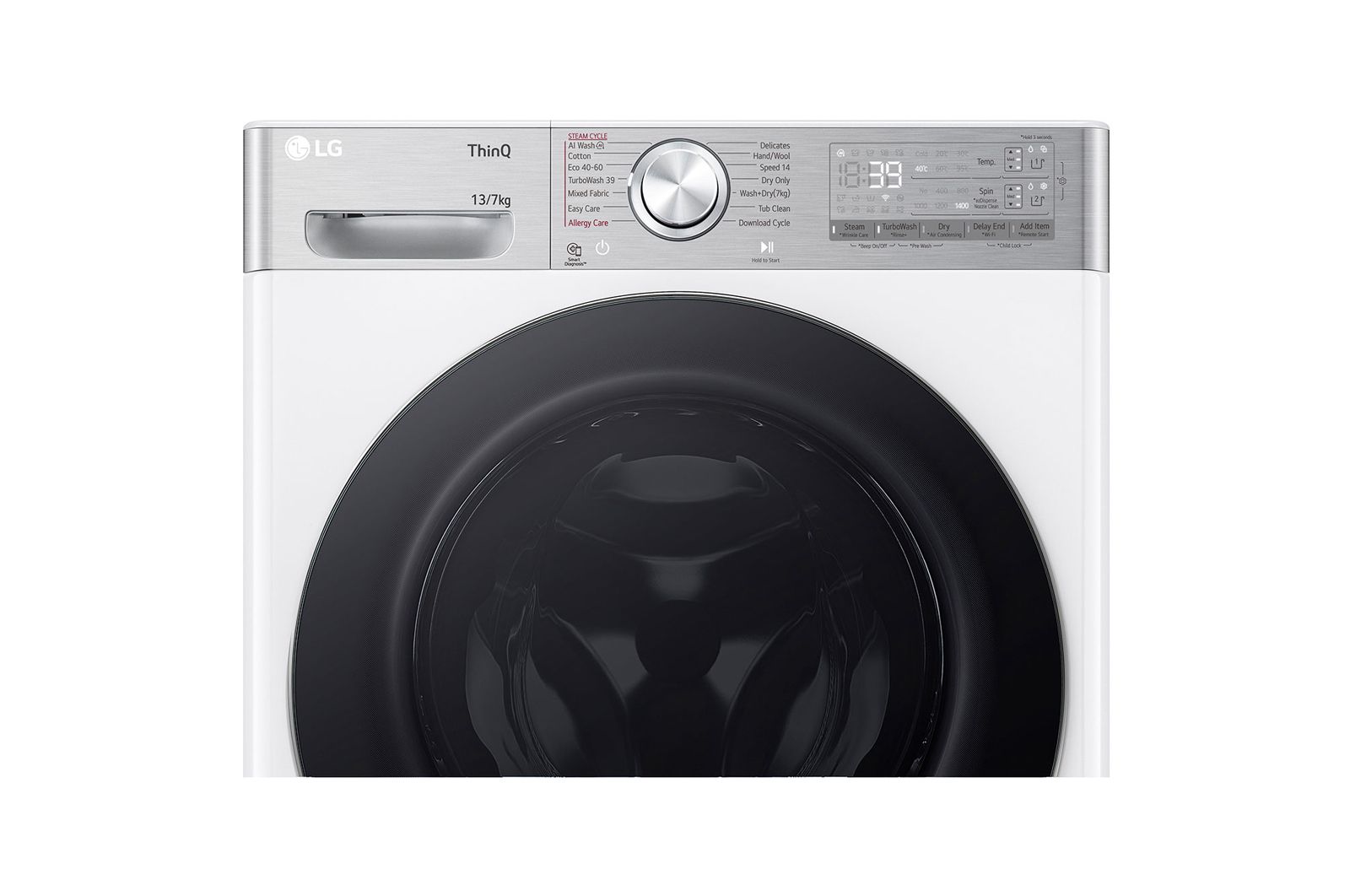 LG 13/7 kg, max. 1400 ford./perc, Gőz mosó-szárítógép, TurboWash™360, AI DD™ és WiFi funkció, F4DR913P3WA