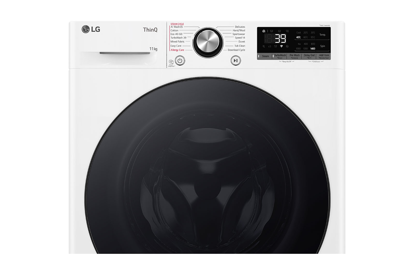 LG 11 kg, max. 1400 ford./perc, Gőzmosógép, TurboWash™360, AI DD™ és WiFi funkció, F4WR711S2W