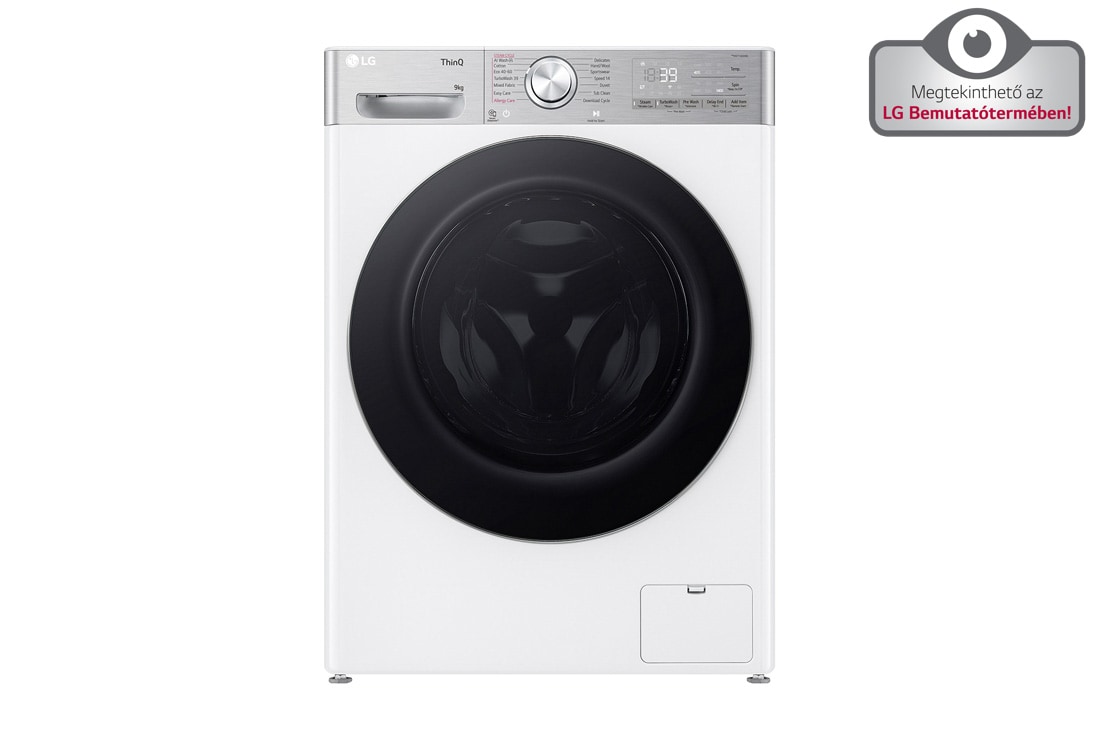 LG 9 kg, max. 1400 ford./perc, Gőzmosógép, TurboWash™360, AI DD™ és WiFi funkció, F4WR909P3W