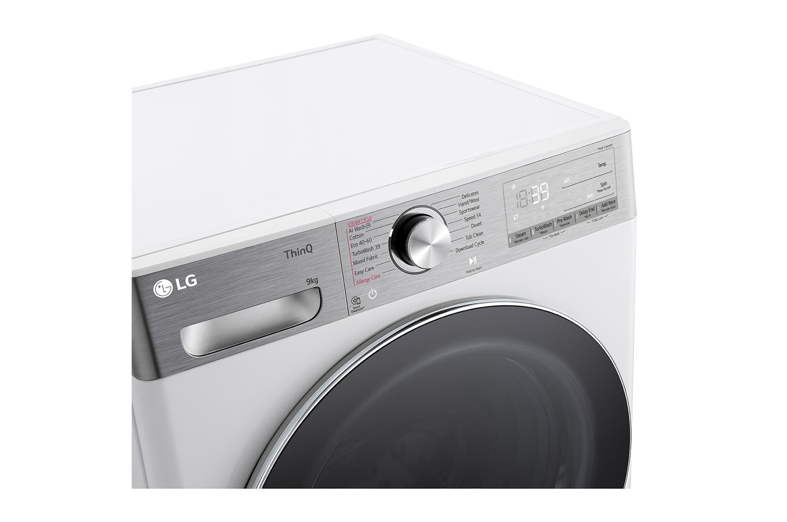 LG 9 kg, max. 1400 ford./perc, Gőzmosógép, TurboWash™360, AI DD™ és WiFi funkció, F4WR909P3W