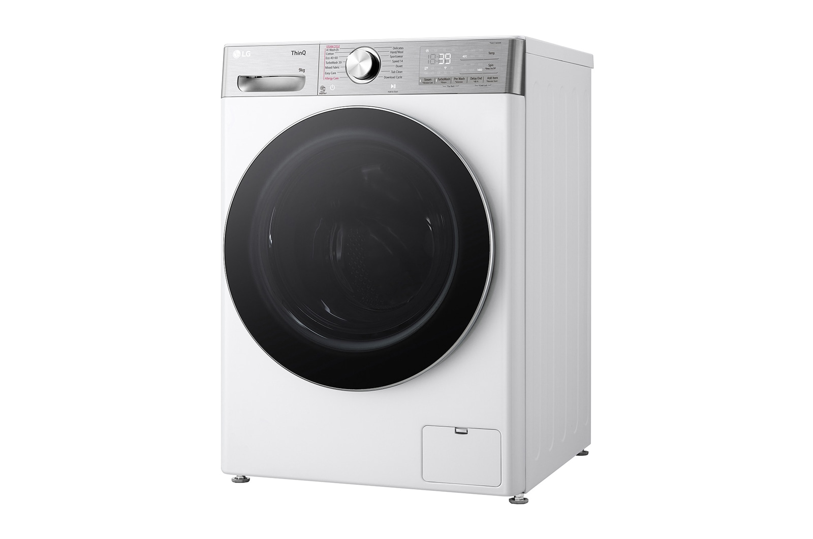 LG 9 kg, max. 1400 ford./perc, Gőzmosógép, TurboWash™360, AI DD™ és WiFi funkció, F4WR909P3W