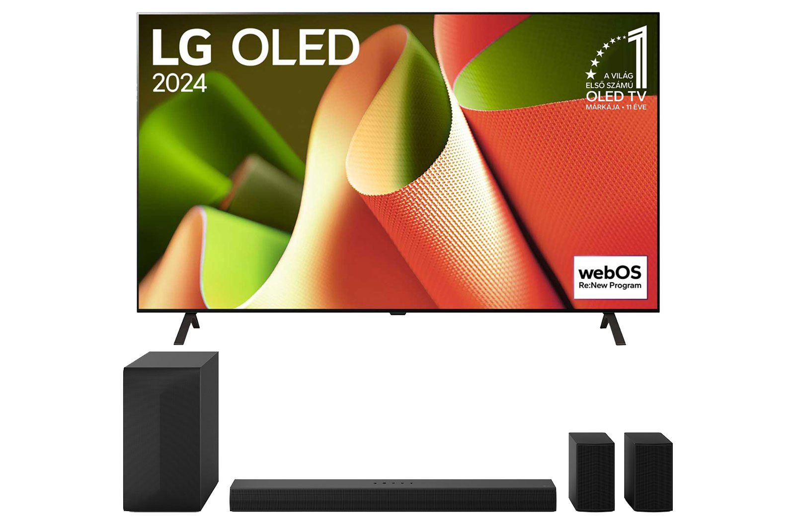 LG 55 colos LG OLED B4 4K Smart TV 2024 + S60TR 5.1 csatornás hangprojektor 2024, BOLED55B43.S60TR