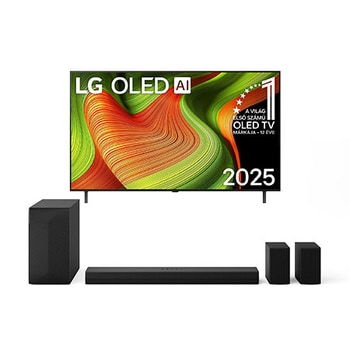 55 colos LG OLED AI B5 4K Smart TV + S60TR LG Home Theater Soundbar Térhatású hátsó hangszórókkal 5.1 csatornával