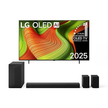 65 colos LG OLED AI B5 4K Smart TV + S60TR LG Home Theater Soundbar Térhatású hátsó hangszórókkal 5.1 csatornával