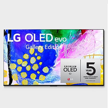 Elölnézet, melyen az LG OLED evo Gallery Edition látható a képernyőn