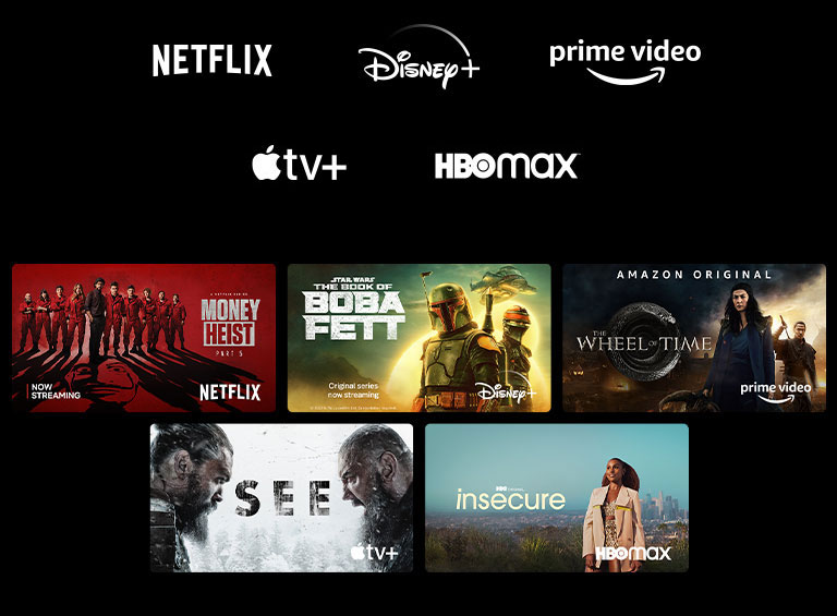 A poszteren látható „A nagy pénzrablás” a Netflixtől, a „Boba Fett könyve” a Disney Plustól, „Az idő kereke” a Prime Videótól, a See az Apple TV Plustól és a „Bizonytalan” az HBO Maxtól.